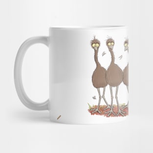 Funny Australian emu trio cartoon illustration Mug